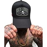 The Drive Clothing "Old Soul Skull Hat for Men & Women | Funny Offensive Fitted Baseball Cap | Structured Streetwear Curved Bill Cap | Bold Statement Urban Casual Headwear | Black