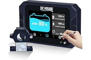 DC HOUSE 300A Battery Monitor with Hall Display. Suitable for 9-80V System and Monitor Li-ion/LiFePO4/AGM/Gel Batteries in Go