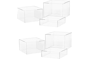 Famyards Buffet Risers - 6''x7''x8'' Clear Acrylic Cube Display Nesting Risers with Hollow Bottoms for Buffet Table, Catering, Dessert, Collectibles, Jewelry, Figures, Party Show