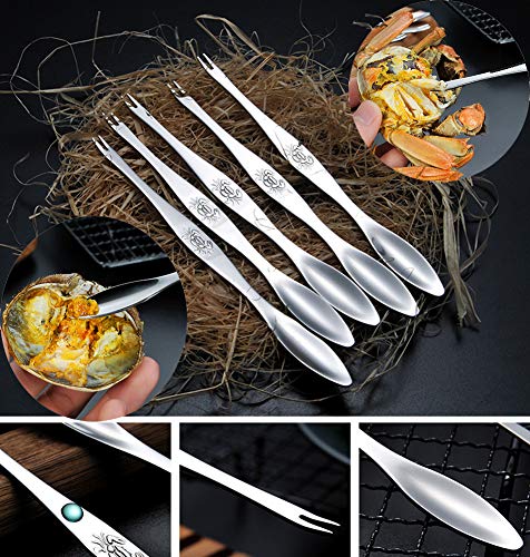 Seafood Cracker Sheller Lobster Bibs Crab Scissor Stainless Steel Forks for Lobster, Crab, Crawfish and Other Crustaceans - Thumbnail 5