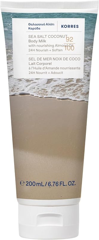 SAL MARINHO DE COCO Bodymilk com óleo de amêndoa nutritivo, para 24 horas de cuidado e suavidade, vegan, sem silicone e sem parabenos, 200 ml