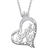 DAOCHONG 925 Sterling Silver 16 Birthday Gifts Love Heart Pendant Necklace for Daughter Sisters Friend Granddaughter