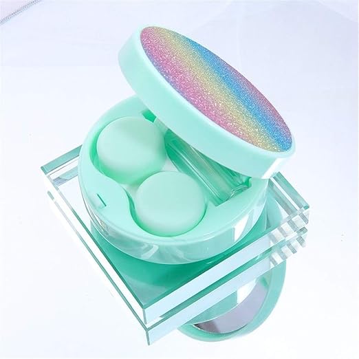 Amazon Co Jp 絶妙な コンタクトレンズケース レインボーアイレンズケース 看護収納ボックスのためのシンプルでポータブルコンタクトレンズトラベルケース コンタクトレンズケアツール Color Green Home Kitchen