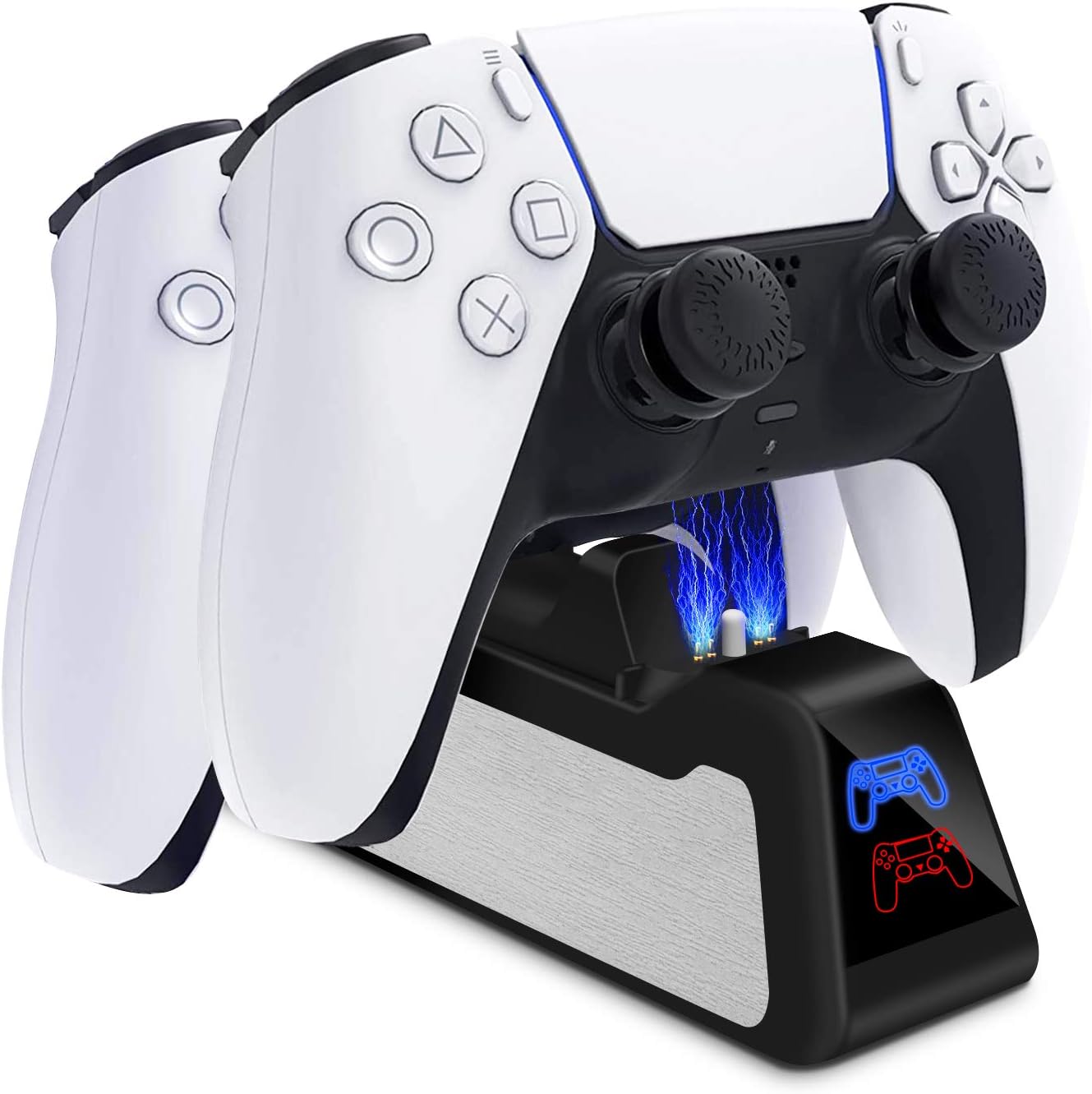 Jrisbo PS5 Controller Charger for DualSense, Charges Both 2 Consoles