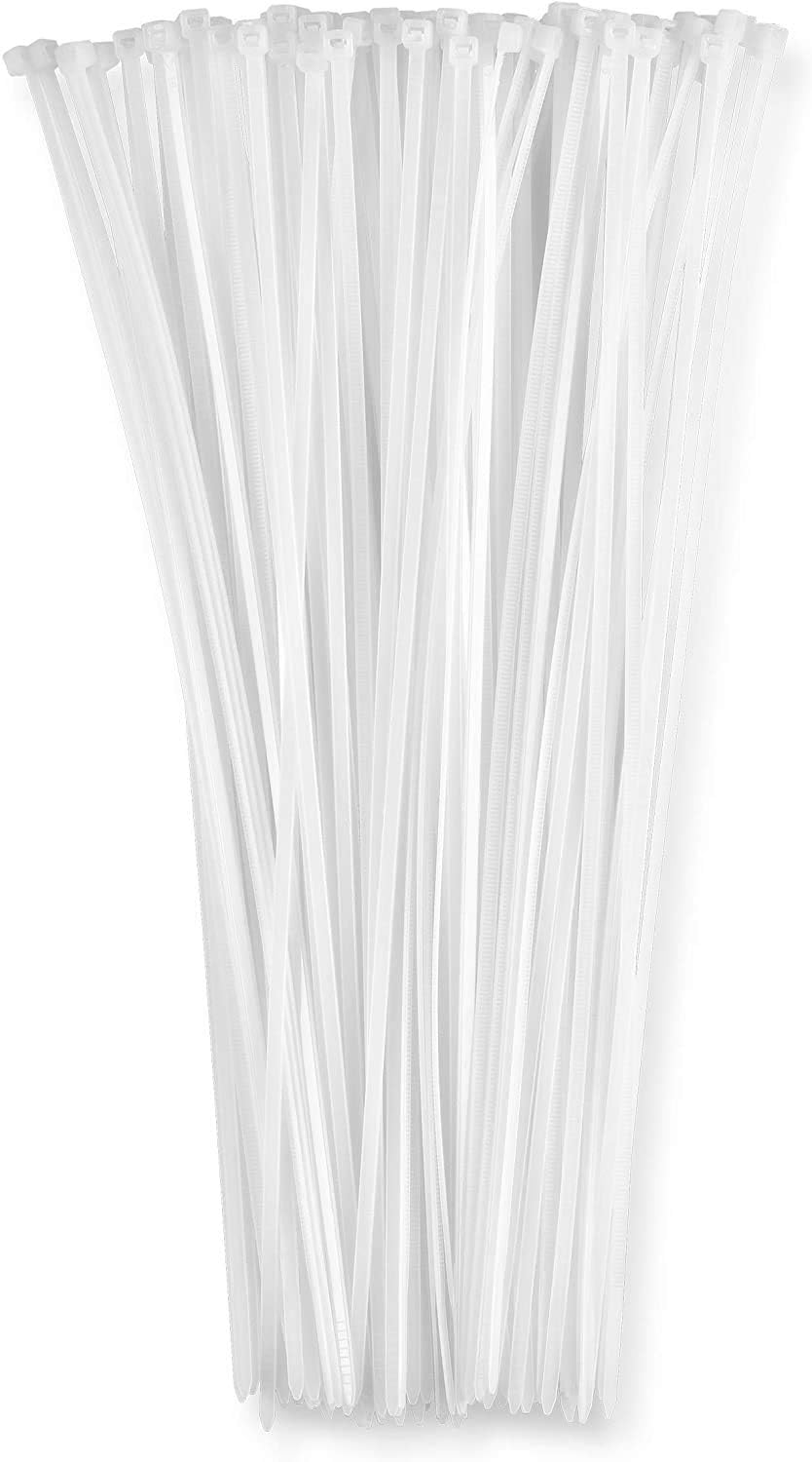 12" Inch Zip Ties White (100 Pack), 40lb Strength, Nylon Cable Wire Ties, By Bolt Dropper.: Home Improvement