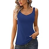V FOR CITY Women Tank Top with Built-in Padded Bra Adjustable Wide Strap V-Neck Camisole Cotton Cami Shirts