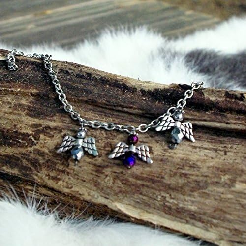 Three Angels Adjustable Silver Plated Bracelet - Glass Angels