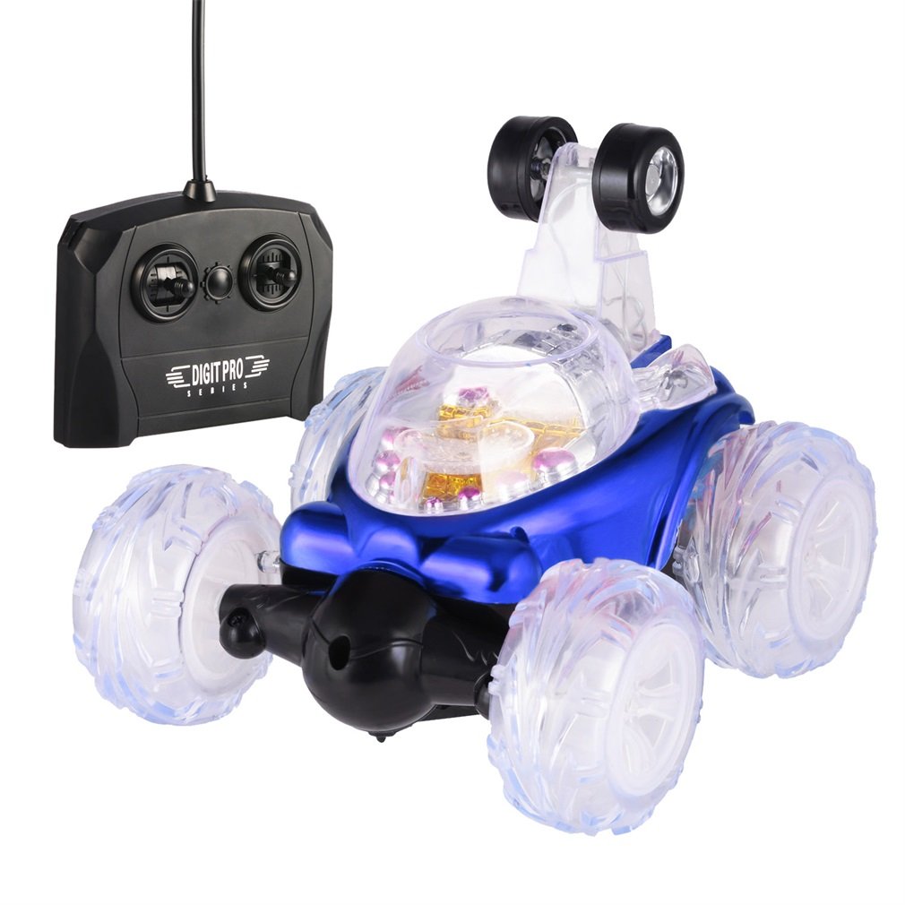 RC Stunt Car, YKS Invincible Tornado Twister - Multifunctional Rechargeable RC Acrobatic Stunt Car with LED Lights and Music (Blue)