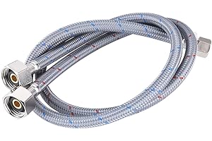 WOWOW 16 Inch Faucet Supply Hose Faucet Line Braided Nylon Sink Faucet Supply Line 3/8" Comp x 1/2" Comp 2Pcs (1 Pair)