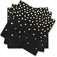 Gatherfun Black and Gold Party Supplies Disposable Napkins Gold Dot Confetti Paper Napkins for Graduation Wedding Anniversary Cocktail Birthday Party Decorations 3-Ply 100 Pack