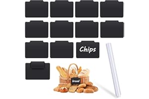 13 PCS Plastic Basket Bin Label Clip Set for Storage Bins, 12 Removable Basket Chalkboard Labels Clip for Kitchen Storage Bin