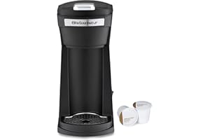 Elite Gourmet EHC208RS Personal Single-Serve Compact Capsule Coffee Maker Brewer, Compatible with K-Cups and Grounds, Reusable Filter, 16 Ounce, Black