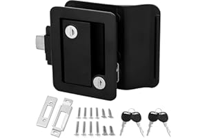 YAOPE RV Door Lock Camper Travel Trailer Entry Door Lock, Aluminum Alloy RV Door Latch Replacement with Paddle Deadbolt & 4 Keys, 100% Security Kit for Camper Horse Trailer Cargo Hauler