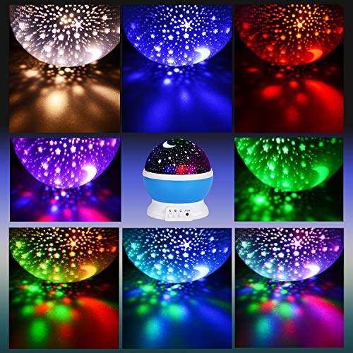 Night Lights for Kids, SUNNEST Baby Night Light 360 Degree Rotating Star Projector with USB Cable, 8 Light Color Changing Night Light Projector for Bedroom Nursery Decor, Christmas Gift