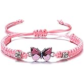 RLHRNDE Butterfly Bracelet for Women Gifts Handmade Woven Colorful Butterfly Charm Bracelets Lucky Butterfly Friendship Matching Adjustable Bracelet Birthday Gift