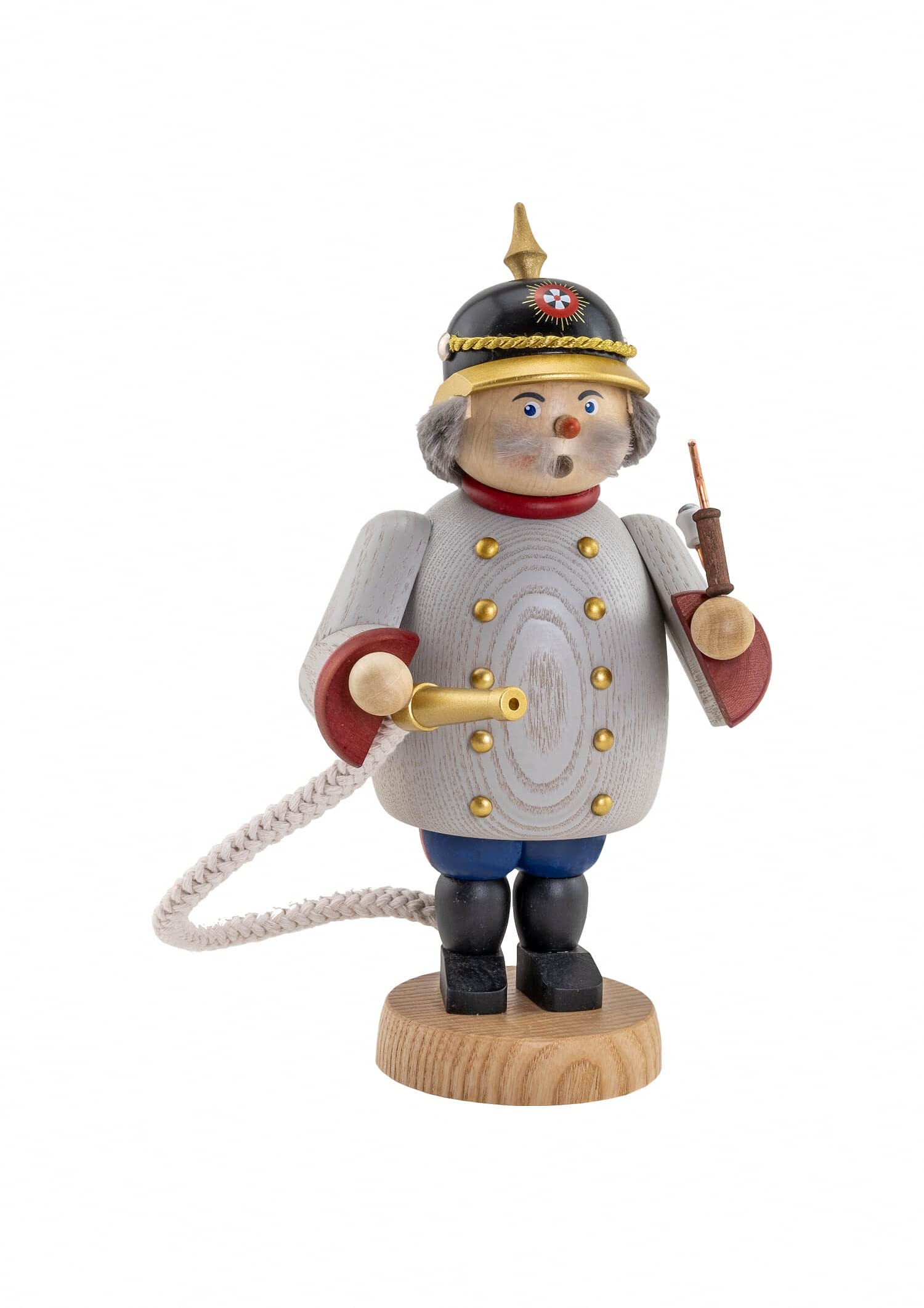 Seiffener Volkskunst German incense smoker firefighter, height 12 cm / 8 inch, original Erzgebirge
