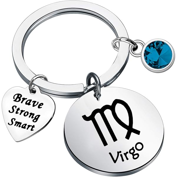 Bobauna Zodiac Constellation Keychain - Stainless Steel Birthstone Horoscope Gift With 12 Astrology Signs