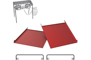 BBQ FUTURE Folding Side Shelf Set for Camp Chef 14" Two-Burner Stoves – Dual-Use Foldable Shelves (2 Pack) for Camp Chef EX60 EX90 EX170 EX280 YK60 EX60 DB60D EX90 PRO60X LS60P, Extra Prep Space & Protective Lid