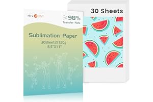 HTVRONT Sublimation Paper 8.5 x 11 inches - 30 Sheets Sublimation Transfer Paper Compatible with Inkjet Printer, Easy to Transfer 120 gsm Sublimination Paper for tumblers, T-shirts, Mugs