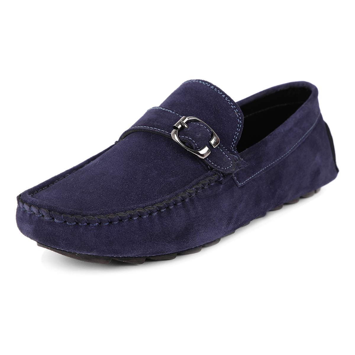 blue suede moccasins
