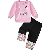 Baby Girl Clothes Toddler Fall Winter Outfit Long Sleeve Graphic Crewneck Sweatshirt+Joggers Pants 2Pcs Infant Set