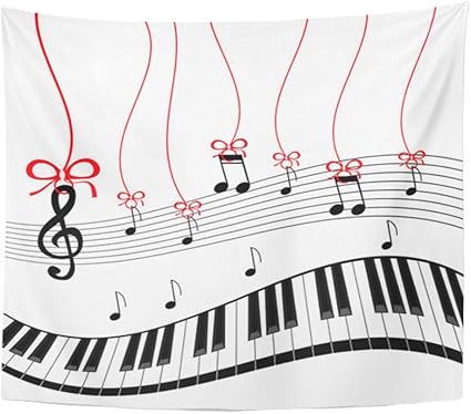 Tapisserie Polyester Tissu Imprimer Home Decor Cle Piano Musique Circulant Sol Vague Abstrait Noir Flou Lumineux Tenture Murale Tapisserie Salon Chambre Dortoir Amazon Fr Cuisine Maison