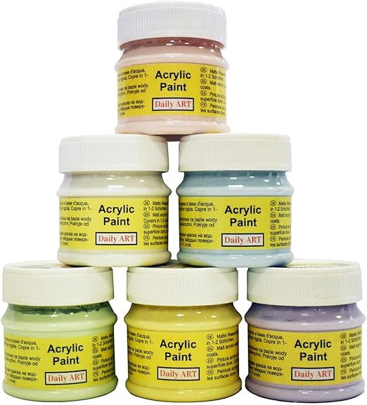 Daily ART Premium Craft Acrylic Paint Set Pastel Colors, 6x50ml Amazon