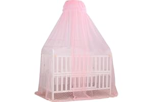 Canopy Bed Curtains Baby Bed Canopy, Adjustable Height with Encrypted Mesh, Breathable Skin-Friendly Curtains for Baby Toddle