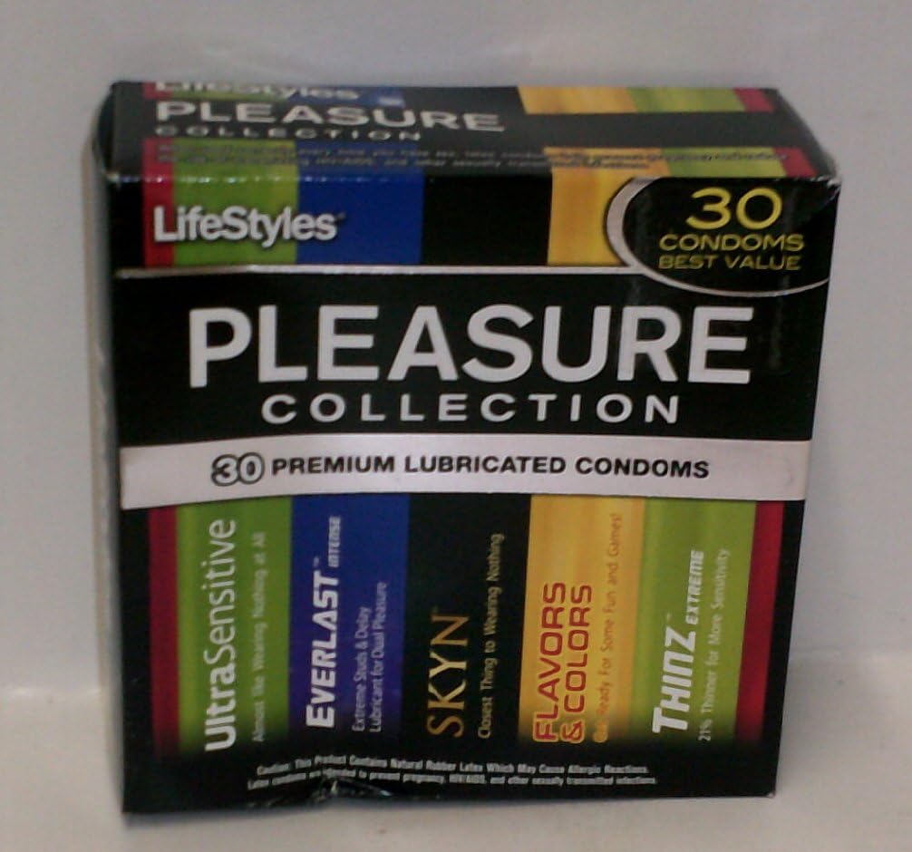 LifeStyles PLEASURE COLLECTION, 5 Styles Variety Pack, Total of 30 Condoms