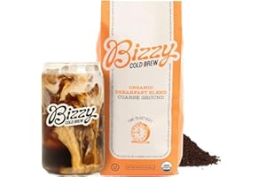Bizzy Organic Cold Brew Coffee | Breakfast Blend | Coarse Ground Coffee | Medium-Light Roast | Micro Sifted | Specialty Grade | 100% Arabica | 1 LB