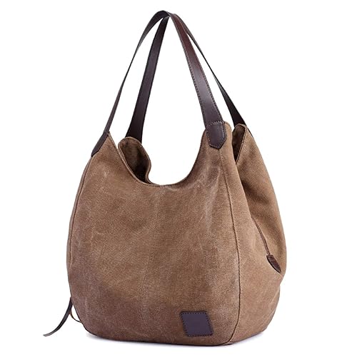 Brown Purse DOURR Womens Multi-pocket Shoulder Bag Fashion Vegan