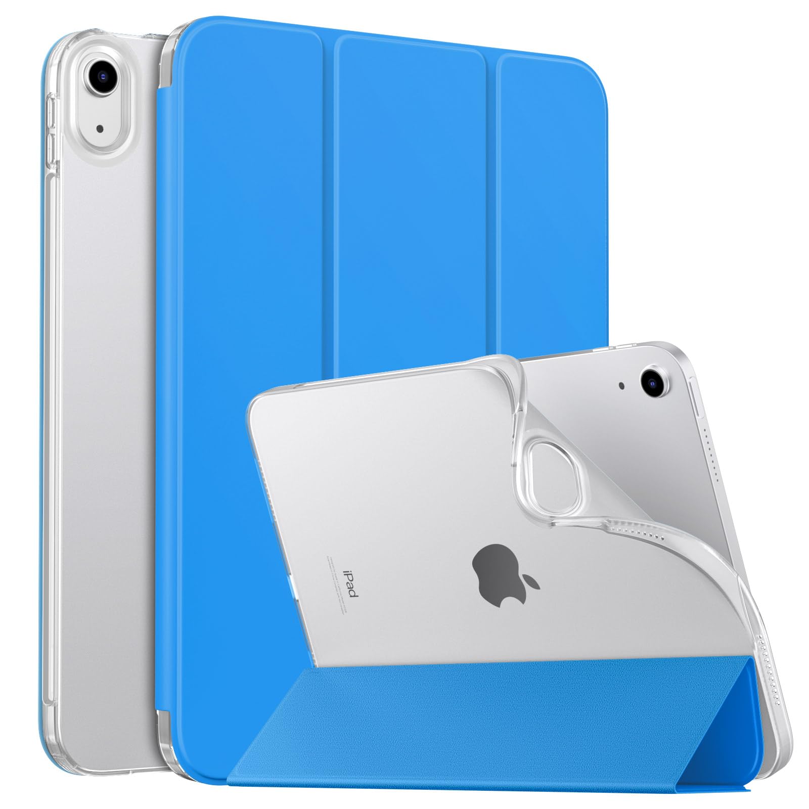 MoKo Case for New iPad (A16) 11th Generation 2025/ 10th Generation 2022, iPad 11 inch/ 10.9" Case with Soft TPU Translucent Frosted Back Cover, Auto Wake/Sleep, Support Touch ID,Blue Wave — image 1