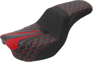 PEGSTREAMLINER Motorcycle Seat Driver & Passenger Seat Fit for Harley Dyna Wide Glide Low Rider Street Bob Fat Bob FXDF Super Glide Custom FXDC 2006-2017 Switchback Red Stitching