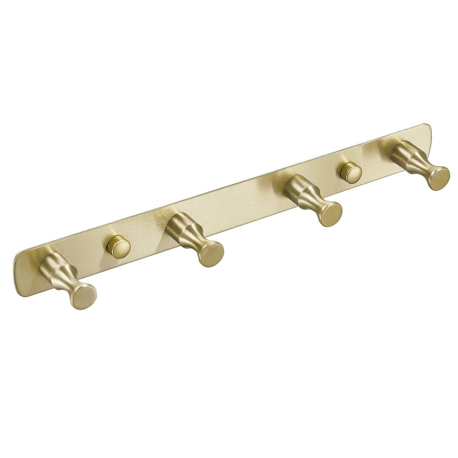 Kelelife 4 Hook Rack for Towel Coat Robe, Brushed Gold Wall Hook, Bathroom & Kitchen Storage