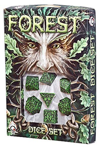 Q-Workshop Polyhedral 7-Die Set: Green & Black Forest Dice by Q Workshop