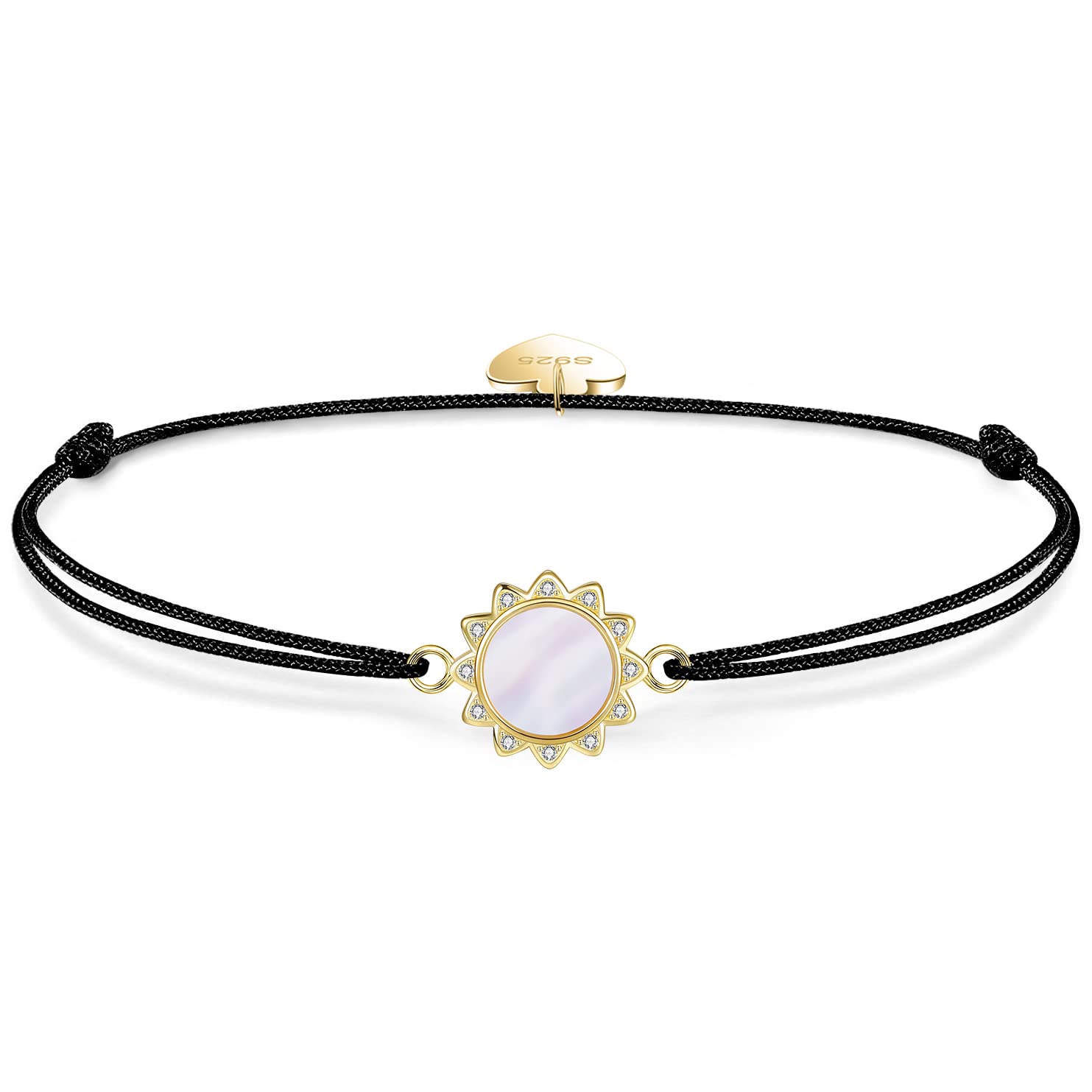 VANSZA Bracelet for Women Sterling Silver Gold Plated Adjustable Rope Bracelet Womens Jewellery Gift- Sunflower Bracelets Gift for Girls & Ladies