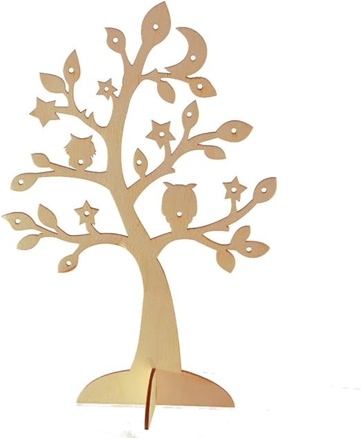 Schmuckbaum Schmuckstander Schmuckhalter Halter Aus Holz Baum Deko Birkenholz Eulen Und Sterne Amazon De Kuche Haushalt