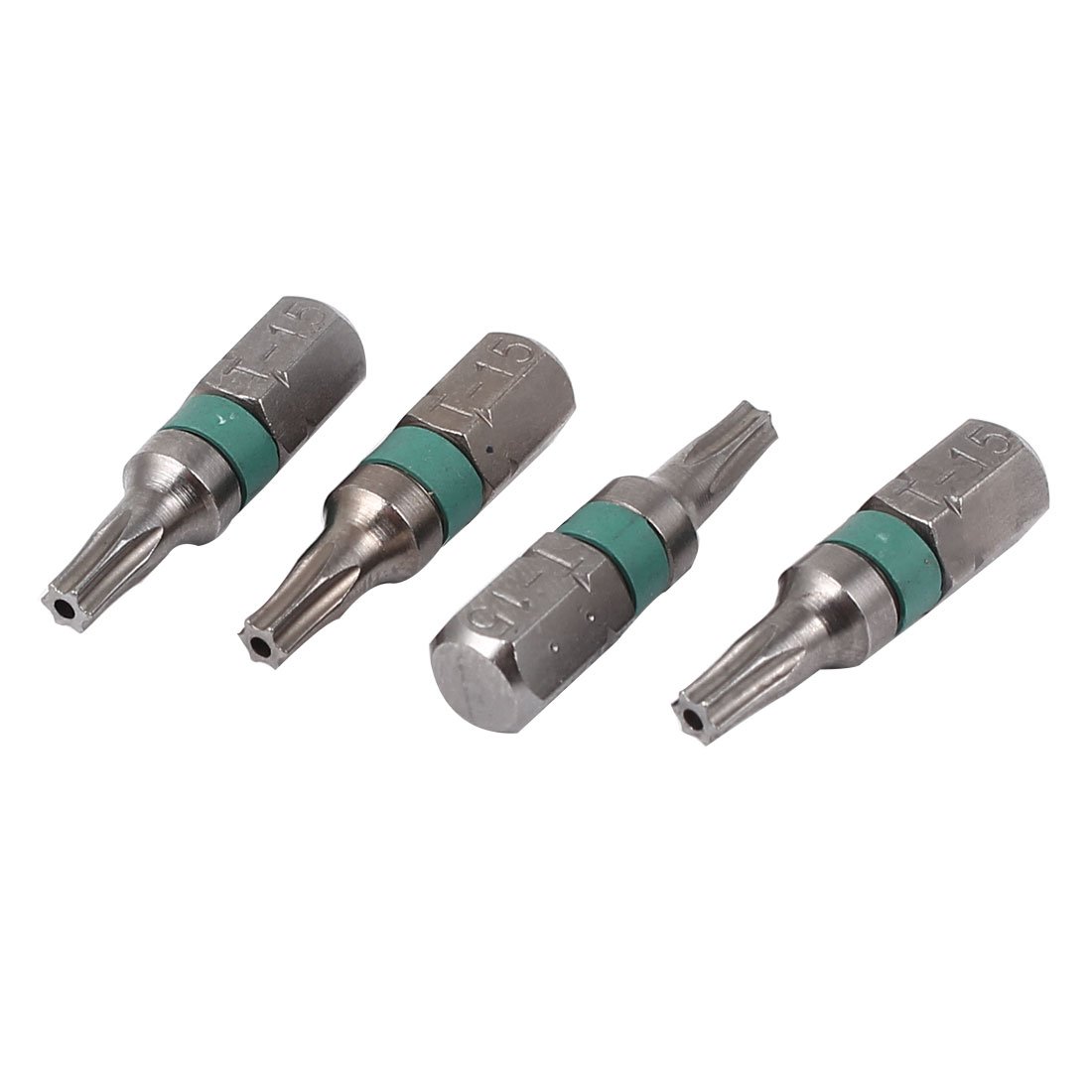 Sourcingmap 1/4" Hex Shank Magnetic T15 Torx Security Screwdriver Bit Gray 4pcs