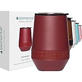 Elemental Recess Wine Tumbler - Triple Wall Insulated Stainless Steel Coffee Mug for Hot & Cold Drinks - Portable Cup with Shatterproof Sip Lid for Camping, Outdoor & Travel - 10oz - Burgundy