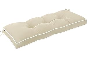 Favoyard Indoor/Outdoor Bench Cushion 42 x 16 Inch Waterproof & 3-Year Fade-Resistant Patio Furniture Cushions for Garden Porch Swing Chair Tufted Pad for Sofa Couch Seat with Ties, Beige