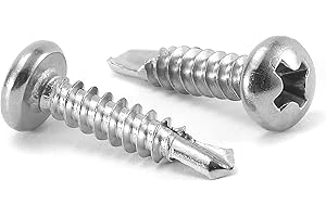 #8 x 3/4" Sheet Metal Screws 100Pcs 410 Stainless Steel Pan Head Fast Self Tapping Screws by SG TZH