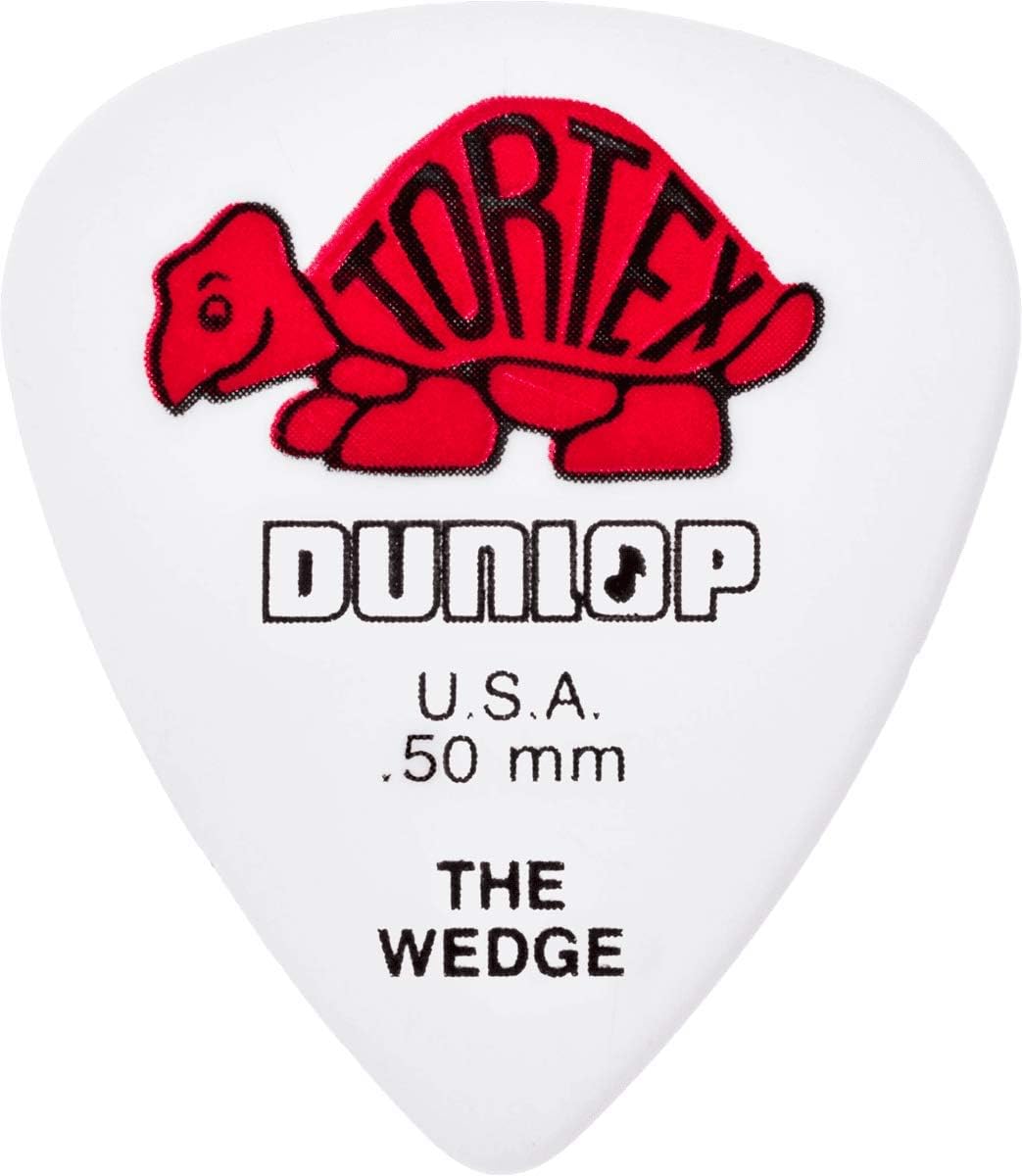 Dunlop 424R.50 Tortex® Wedge, White/Red, .50mm, 72/Player's Pack