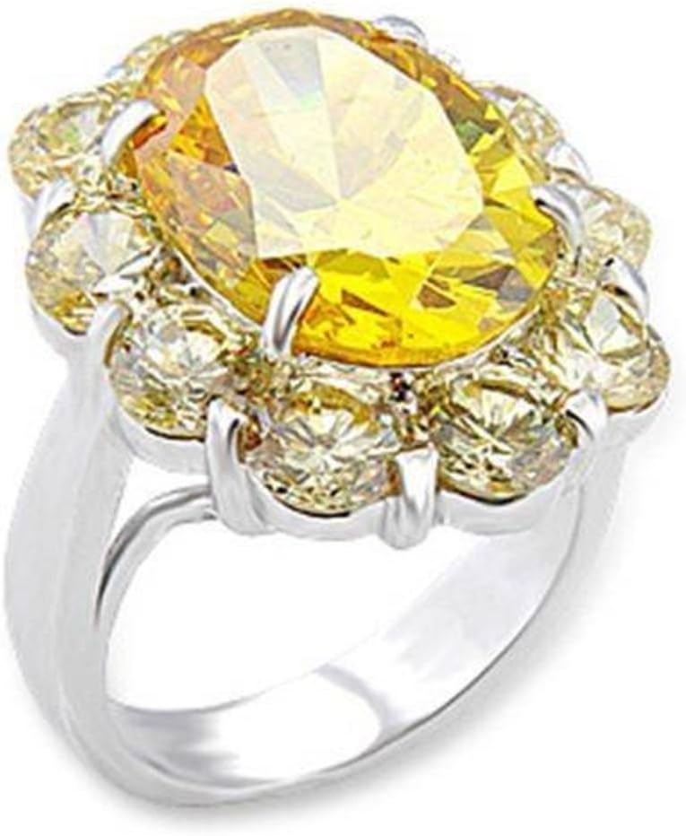 YourJewelleryBox 56311pb WOMENS 12CT GLAMOROUS CZ CUBIC ZIRCONIAL BIG CITRINE RING PRINCESS CUT SIZE L USA 6