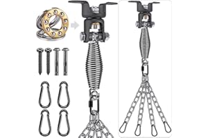 BeneLabel Heavy Bag Ceiling Mount with Spring & Chains 360° Rotation Punching Bag Ceiling Hanger with Bearings Boxing Bags Holder Hardware with 2 Wood Screws and 2 Expansion Screws