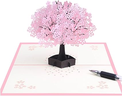 Amazon Co Jp Povkeever 3d ポップアップ グリーティングカード 桜祭り カード 結婚祝い メッセージカード ありがとうカード ゴージャスな桜 誕生日カード Size 15 cm 桜 ホビー