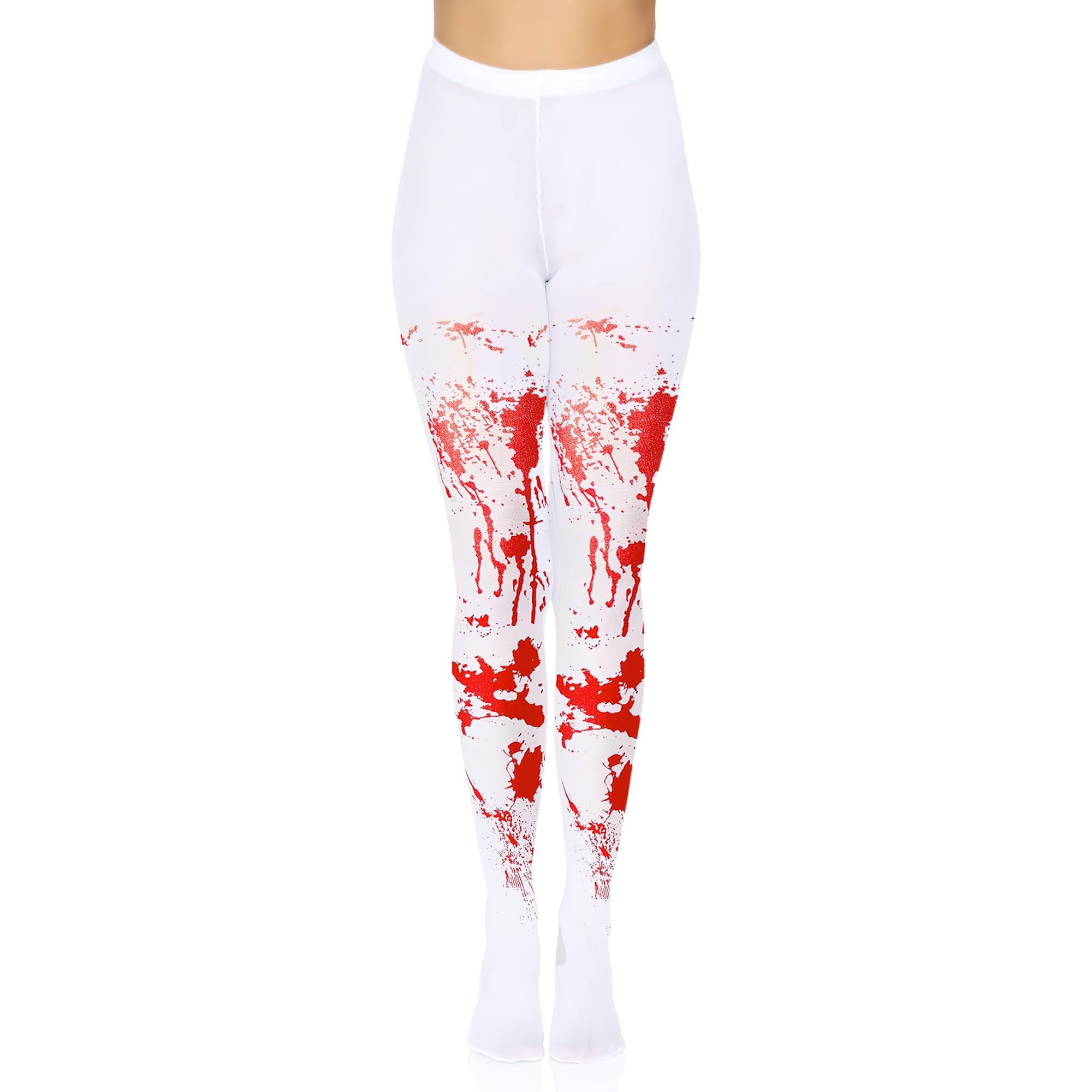 Ladies Blood Splatter Tights for Womens Halloween Costumes - One Size White Bloody Tights Women Halloween Accessories Adult - Bloody Accessories for Horror Fancy Dress