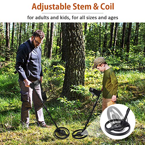 RM RICOMAX Metal Detectors for Adults -【LED Flash Light】Professional Metal Detector Waterproof【High-Accuracy & Lightweight】Audio Prompt Gold Metal Detector with Shovel Carry Bag, Adjustable (35"- 45")