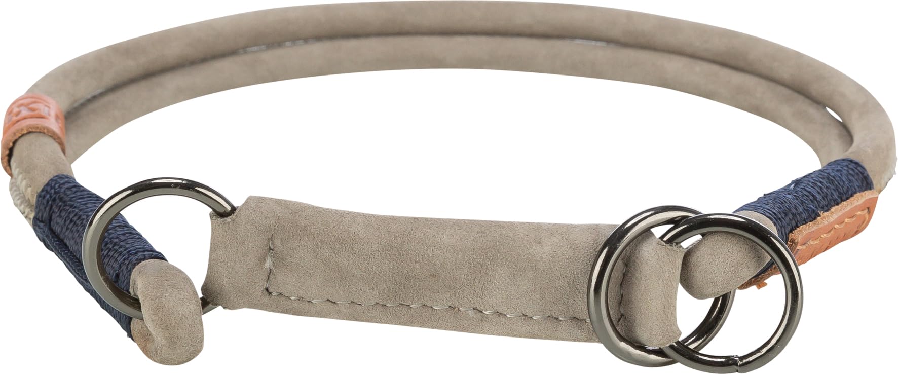 TRIXIE Zug-Stopp BE NORDIC Leather Dog Collar S-M Grey - Comfortable Dog Collar for Small and Medium Dogs with Pull Control - Robust & Elegant - 17120