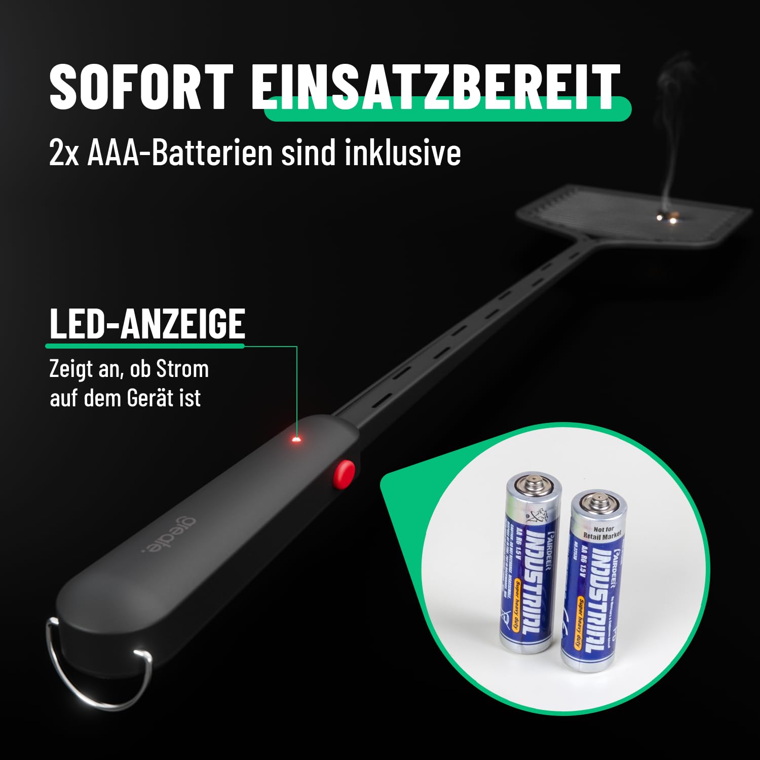 greate elektrische Fliegenklatsche extra stark inkl. Batterien 5