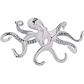 Octopus Keys Hook, Decorative Wall Mounted Nautical Wall Rack, Antique Key Holder Hook, Cast Aluminum Hanger for Coat, Towel, Bathrobe, Jacket, Bedroom, Bathroom, Kitchen & Balcony (Distressed Pink)